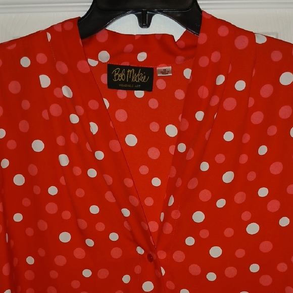 Bob Mackie Red and White Polka Dot Blouse - Picture 4 of 6